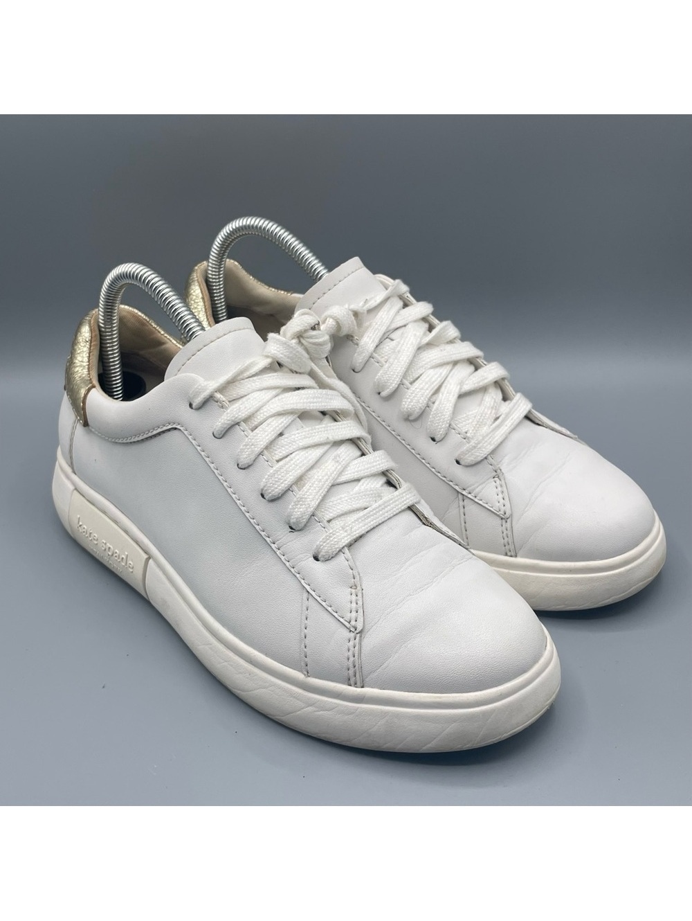 Kate Spade White and Gold Sneakers